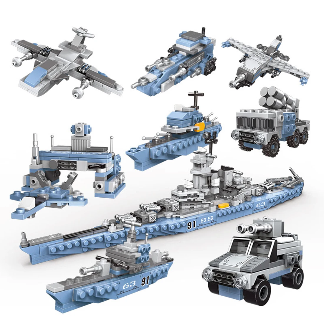 635Pcs 8-in-1 Military Series Transformable Marine Battleship Model Educational Building Blocks Toy Gift
635Pcs 8-in-1 Military Series Transformable Marine Battleship Model Educational Building Blocks Toy Gift