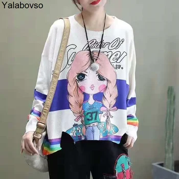 2020 Spring Painted Cartoon Printing Long-sleeved Loose White Color Knitted Sweater O Neck Computer Knitted Pullovers For Women
2020 Spring Painted Cartoon Printing Long-sleeved Loose White Color Knitted Sweater O Neck Computer Knitted Pullovers For Women