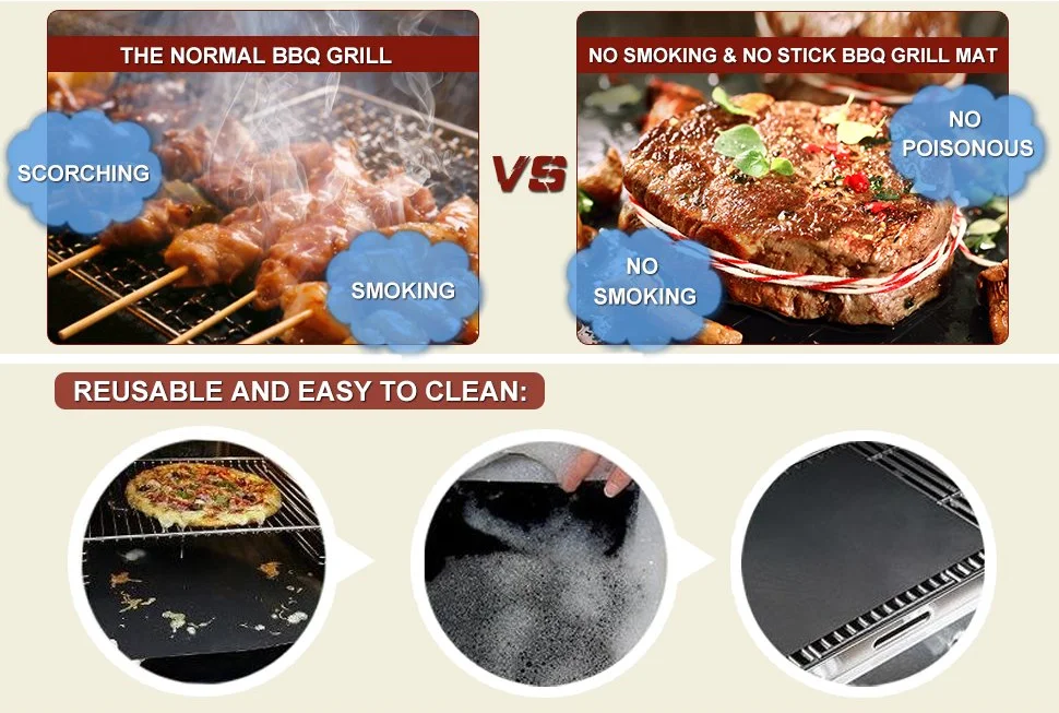 Description Picture 6 of item1PC 40x33cm Reusable Non-Stick BBQ Grill Mat Barbecue Baking Pad Outdoor Picnic Cooking Oven Tools