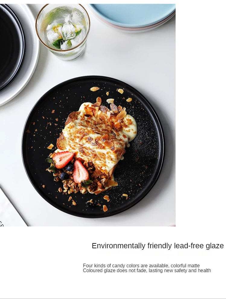 Domowa ceramika - nordycka, kreatywna, czerwona - taca do steków, gastronomiczna patelnia, pizza - okrągły talerz płytki i zastawa stołowa - Wianko - 11
