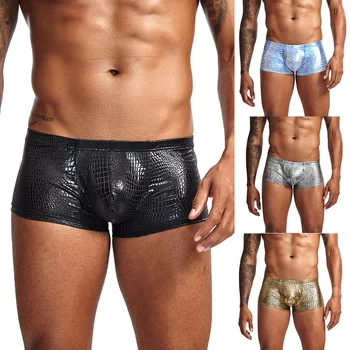 Oeak Mens Snake Skin Imitation Leather Underwear Boxers Crotchless Boxer Shorts Men U Convex Low Waist Male Underpants 
Oeak Mens Snake Skin Imitation Leather Underwear Boxers Crotchless Boxer Shorts Men U Convex Low Waist Male Underpants