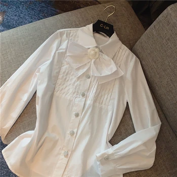 2020 Spring New Sweet Bow Tie Pleat Long-sleeved Shirt Tops Women's Solid Color Slim Blouse Elegant Lady Blusas
2020 Spring New Sweet Bow Tie Pleat Long-sleeved Shirt Tops Women's Solid Color Slim Blouse Elegant Lady Blusas