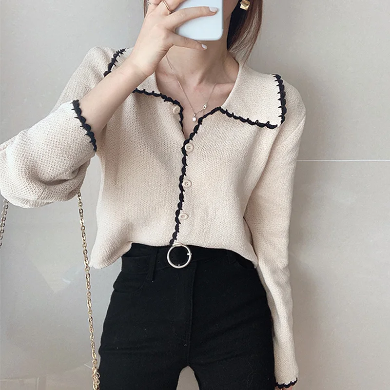 autumn temperament show thin lapels with a little sweet wind color brief paragraph knitting cardigan sweater
autumn temperament show thin lapels with a little sweet wind color brief paragraph knitting cardigan sweater