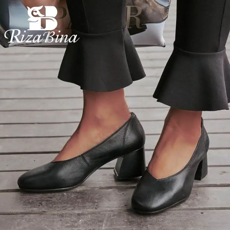 RIZABINA Genuine Leather High Heels Shoes Women Square Toe Vintage Ladies Pumps Spring Ins Fashion Party Footwear Size 34-39
RIZABINA Genuine Leather High Heels Shoes Women Square Toe Vintage Ladies Pumps Spring Ins Fashion Party Footwear Size 34-39