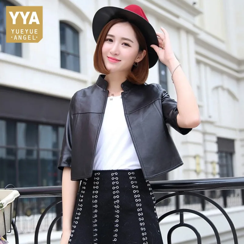 Autumn New Women Half Sleeve Short 100% Sheepskin Jacket Fashion Office Ladies Stand Collar Slim Fit Genuine Leather Jacket Coat
Autumn New Women Half Sleeve Short 100% Sheepskin Jacket Fashion Office Ladies Stand Collar Slim Fit Genuine Leather Jacket Coat