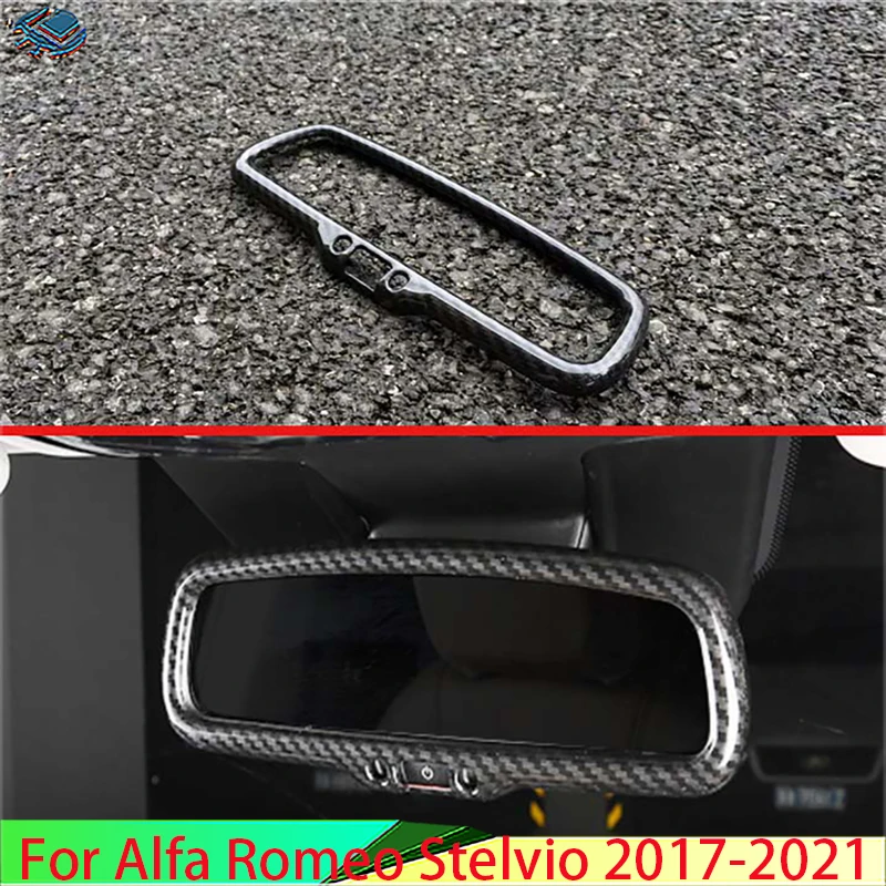 Фото For Alfa Romeo Stelvio 2017 2018 2019 2020 2021 Car Accessories Carbon Fiber Style Interior mirror decorative frame trim | Автомобили и