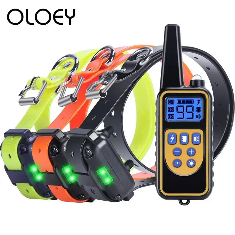 

800m Remote Control Pet Dog Electric Training Collar Waterproof Rechargeable with LCD Display Stop Bark for All Size Dog Aids