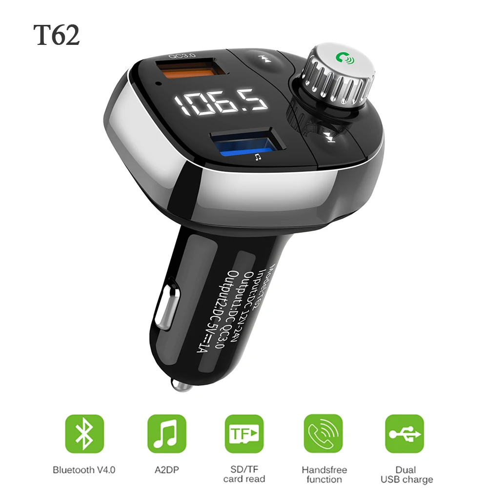 

New Car MP3 Player 3.0 Dual USB Charger Hot FM Transmitter Wireless Bluetooth Car Kit FM Modulator U Disk Hands-free Car audio