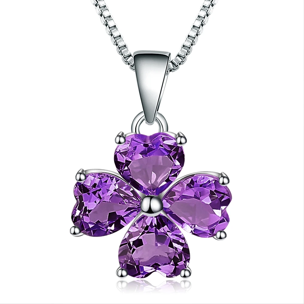Gem's Ballet 3.31Ct Natural Amethyst Gemstone 925 Sterling Silver Clover Pendant Necklace Fine Jewelry For Women Wedding 
Gem's Ballet 3.31Ct Natural Amethyst Gemstone 925 Sterling Silver Clover Pendant Necklace Fine Jewelry For Women Wedding