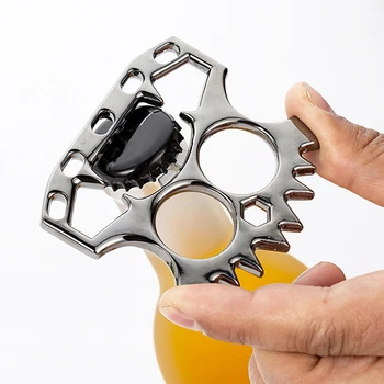 

Stainless Steel Beer Bottle Opener Portable Window Breaking Tool Brass Knuckles Self Defense Knuckle Duster Kitchen Gadgets