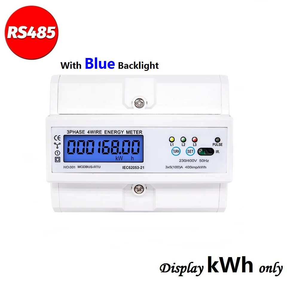 RS485 Modbus-Rtu DIN Rail kWh Meter LCD Digital Wattmeter Electronic Power Consumption Energy Counter 5-100A 380V AC 50/60Hz
RS485 Modbus-Rtu DIN Rail kWh Meter LCD Digital Wattmeter Electronic Power Consumption Energy Counter 5-100A 380V AC 50/60Hz