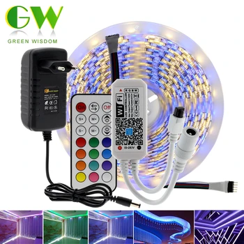 Smart WiFi / Bluetooth RGB RGBW LED Strip Light 5050 SMD DC12V Neon Ribbon WIFI Bluetooth RGB LED Light Tape+Controller+Adapter
Smart WiFi / Bluetooth RGB RGBW LED Strip Light 5050 SMD DC12V Neon Ribbon WIFI Bluetooth RGB LED Light Tape+Controller+Adapter