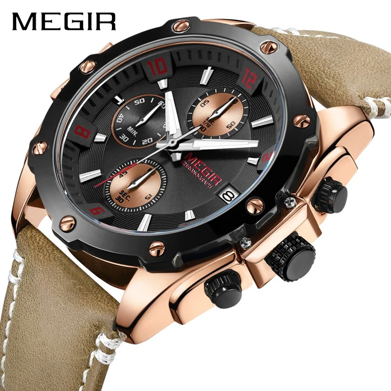 MEGIR спортивные часы мужские Relogio Masculino креативные модные хронограф кварцевые