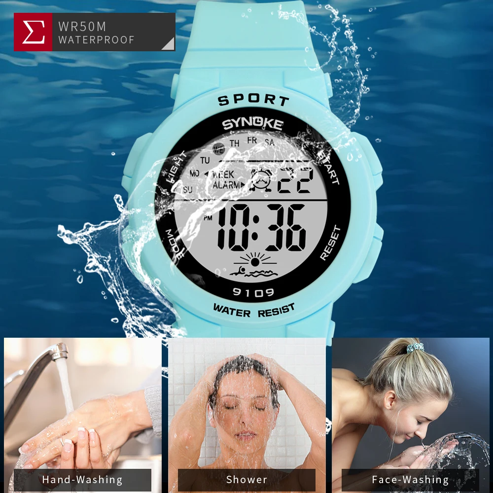 Часы SUMTOCK женские цифровые спортивные светящиеся водонепроницаемые электронные