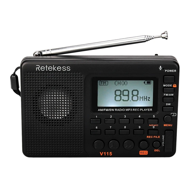 Retekess V115 Radio Receiver Fm Am Sw Portable Radio with Usb Mp3 Digital Recorder Support Micro-Sd Tf Card Sleep Timer
Retekess V115 Radio Receiver Fm Am Sw Portable Radio with Usb Mp3 Digital Recorder Support Micro-Sd Tf Card Sleep Timer