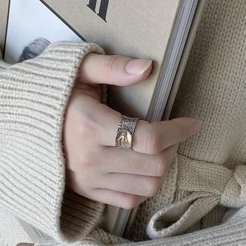 New Gold Virgin Mary Figure Wide Ring 100% 925 Sterling Silver Jewelry Ancient Alphabet Open Ring Thai Silver Elegant Women Ring
New Gold Virgin Mary Figure Wide Ring 100% 925 Sterling Silver Jewelry Ancient Alphabet Open Ring Thai Silver Elegant Women Ring