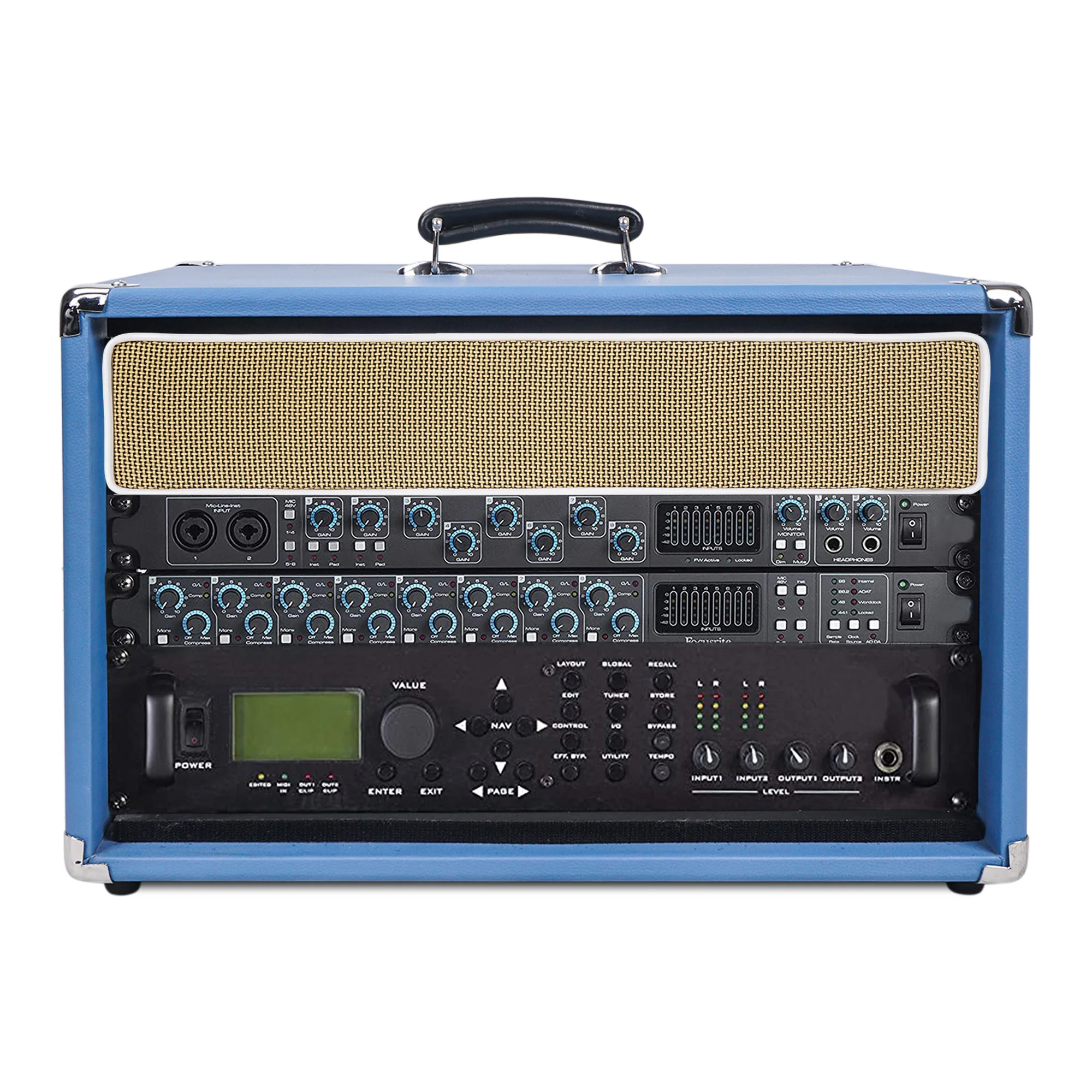 

Sound Town Vintage 6U Amp Rack Case, 12.5" Depth with Rubber Feet, Dust Cover, Kickstand, Beau Blue (STVRC-6BL)