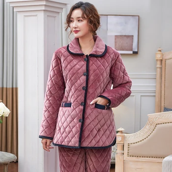 Three layer quilted pajamas set women thickening warm winter padded jacket womens pyjamas plus size M-3XL pijamas mujer invierno
Three layer quilted pajamas set women thickening warm winter padded jacket womens pyjamas plus size M-3XL pijamas mujer invierno