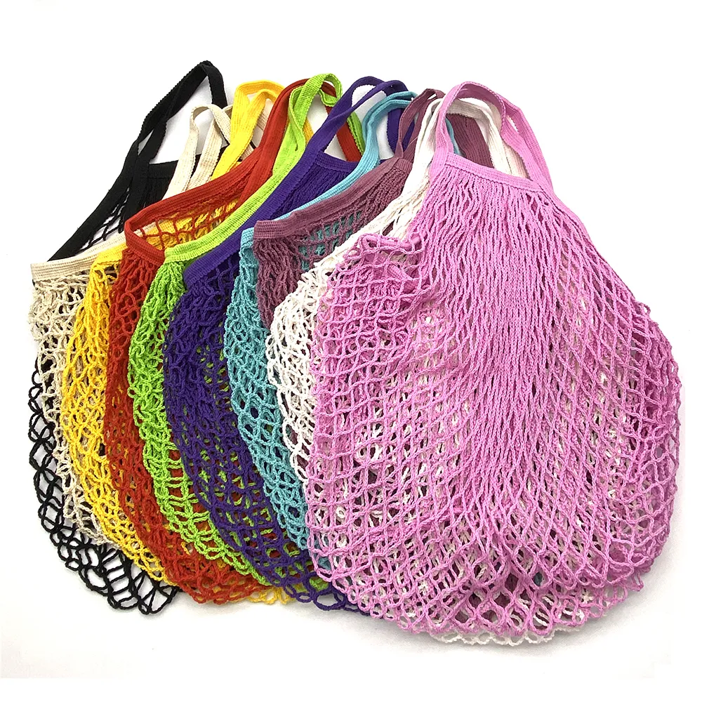 

Portable Reusable Grocery Bags for Fruit Vegetable Bag Cotton Mesh String Organizer Handbag Short Handle Net Shopping Bags Tote