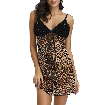 Sexy sleepwear Women Leopard Lace Stitching Patchwork Beauty Back Deep V Mini Sleep Dress Nightgown Night Dress Attractive
Sexy sleepwear Women Leopard Lace Stitching Patchwork Beauty Back Deep V Mini Sleep Dress Nightgown Night Dress Attractive