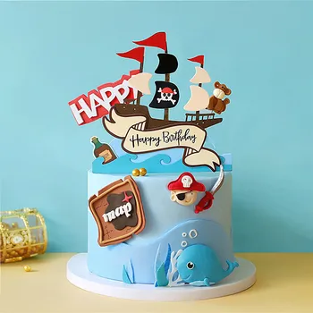 Cartoon Sparrow Skull Pirate Ocean Boy's Happy Birthday Cake Topper Dessert Decoration for Children's Day Party Supplies
Cartoon Sparrow Skull Pirate Ocean Boy's Happy Birthday Cake Topper Dessert Decoration for Children's Day Party Supplies
