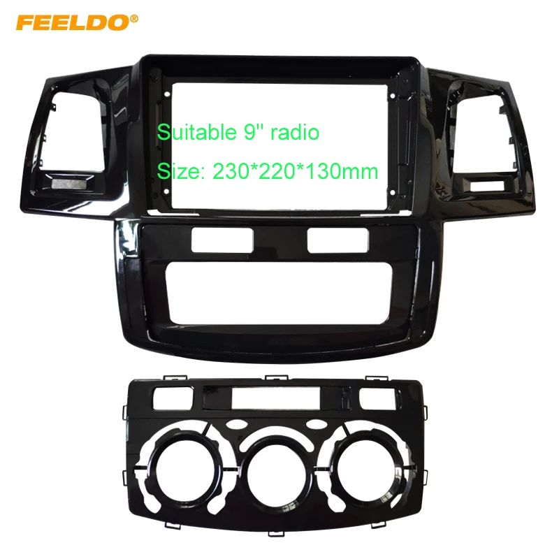 

Автомагнитола FEELDO, адаптер с рамкой для аудиосистемы для Toyota Hilux VIGO, большой экран 9 дюймов, 2Din, CD/DVD, панель, комплект для крепления приборной панели