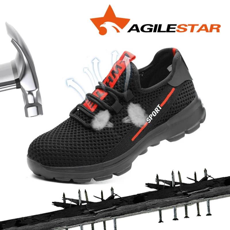 

AGILESTAR Dropshipping Mens Steel Nose Safety Work Shoes Lightweight Breathable Casual Sneaker Prevent piercing Protective boots