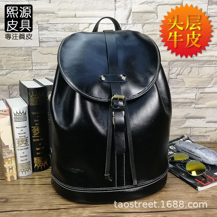 Recruit Autumn And Winter New Style Leather Backpack Full-grain Leather Origional Skeleton-skin Pull-belt Retro Bucket Bag
Recruit Autumn And Winter New Style Leather Backpack Full-grain Leather Origional Skeleton-skin Pull-belt Retro Bucket Bag