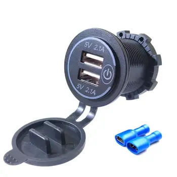 12V 24V Dual USB 2.1A LED Car Charger Adapter With Touch ON OFF Switch Power Cable For Car Boat Marine Motorcycle Camper
12V 24V Dual USB 2.1A LED Car Charger Adapter With Touch ON OFF Switch Power Cable For Car Boat Marine Motorcycle Camper