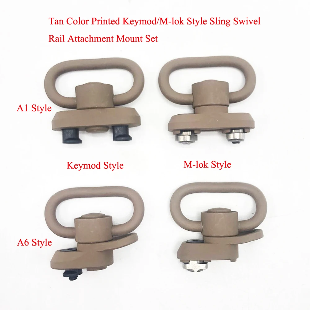 

TriRock Tan Color Printed 1.25'' inch QD Sling Swivel with Keymod/M-lok Rail Attachment Set Free Shipping