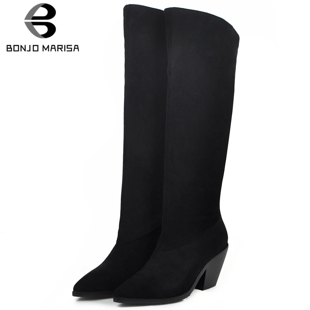 BONJOMARISA New Plus Size 31-46 Fashion Pointed Toe High Chunky Heels Shoes Woman Black Autumn Winter Knee High Boots Women 2020
BONJOMARISA New Plus Size 31-46 Fashion Pointed Toe High Chunky Heels Shoes Woman Black Autumn Winter Knee High Boots Women 2020