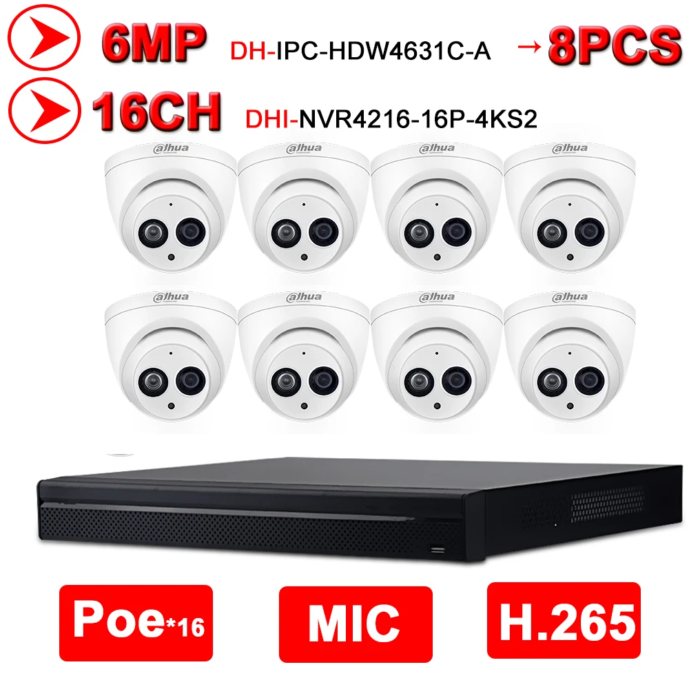 Dahua NVR Kit 6MP 16+8 Security CCTV camera 8PCS 6MP IP Camera IPC-HDW4631C-A 16POE 4K NVR NVR4216-16P-4KS2 Surveillance Securit
Dahua NVR Kit 6MP 16+8 Security CCTV camera 8PCS 6MP IP Camera IPC-HDW4631C-A 16POE 4K NVR NVR4216-16P-4KS2 Surveillance Securit