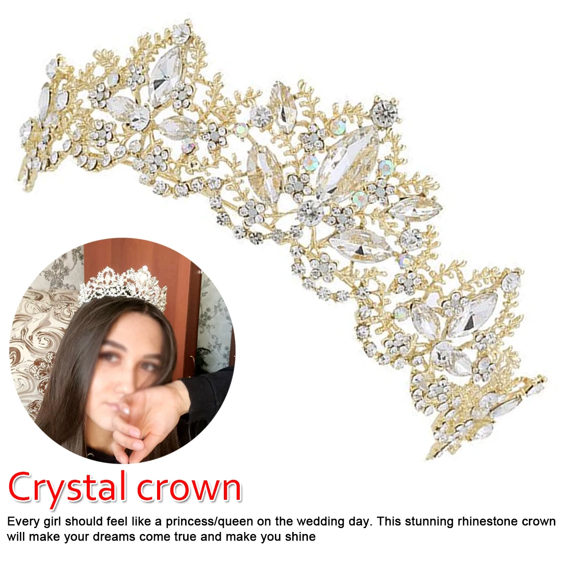 Gold Color wedding crown queen bridal Tiaras leaf bride crystal princess crown headband Wedding Hair Accessories hair jewelry 
Gold Color wedding crown queen bridal Tiaras leaf bride crystal princess crown headband Wedding Hair Accessories hair jewelry