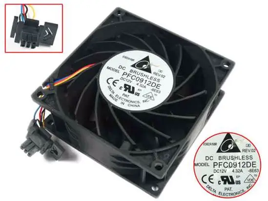 4-проводной вентилятор охлаждения сервера Delta Electronics PFC0912DE 8E63 DC 12 В 4,32 а 90x90x38 мм
4-проводной вентилятор охлаждения сервера Delta Electronics PFC0912DE 8E63 DC 12 В 4,32 а 90x90x38 мм