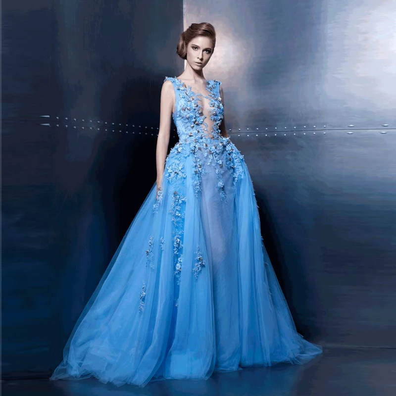 Vestidos De Novia Sleeveless Wide Straps Blue Tulle Dress For Pageant Appliques Evening Dresses Sweep Train From Lebanon ZED07
Vestidos De Novia Sleeveless Wide Straps Blue Tulle Dress For Pageant Appliques Evening Dresses Sweep Train From Lebanon ZED07
