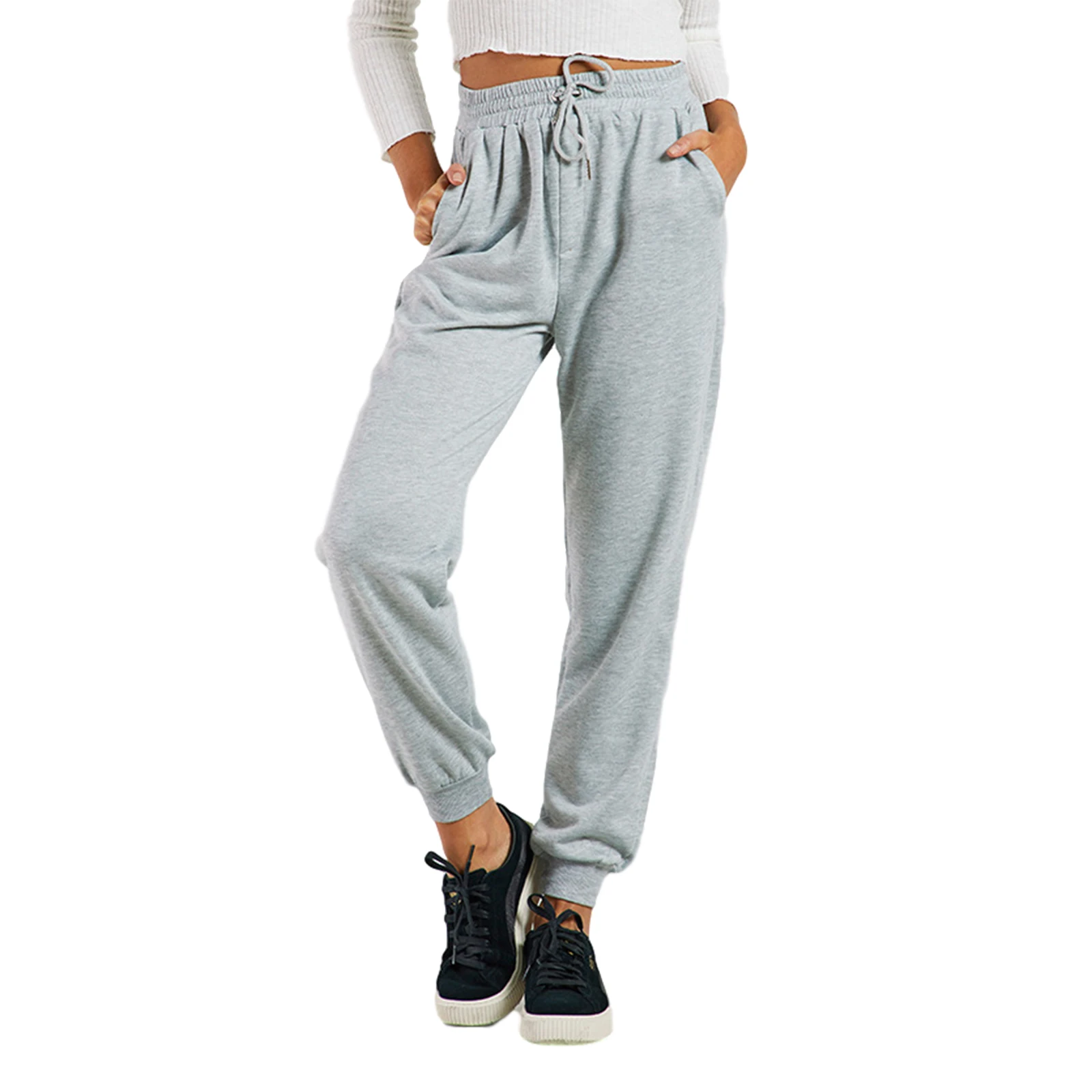 Women's Casual Loose Sweatpants Elastic Waist Drawstring Solid Color Training Jogger Pants with Pockets
Women's Casual Loose Sweatpants Elastic Waist Drawstring Solid Color Training Jogger Pants with Pockets