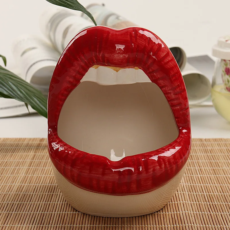 

Cute Cartoon Ashtray Sexy Lips Ash Tray for Home Ceramics Cigarette Cigar Ashtray Creative Flower Pot for Boyfriend Gifts
