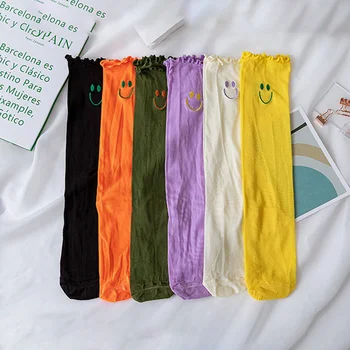 Cute embroidery Women Socks Smile Long Socks Woman Girls Solid Funny Socks Leg Soft Streetwear Calcetines Media 
Cute embroidery Women Socks Smile Long Socks Woman Girls Solid Funny Socks Leg Soft Streetwear Calcetines Media