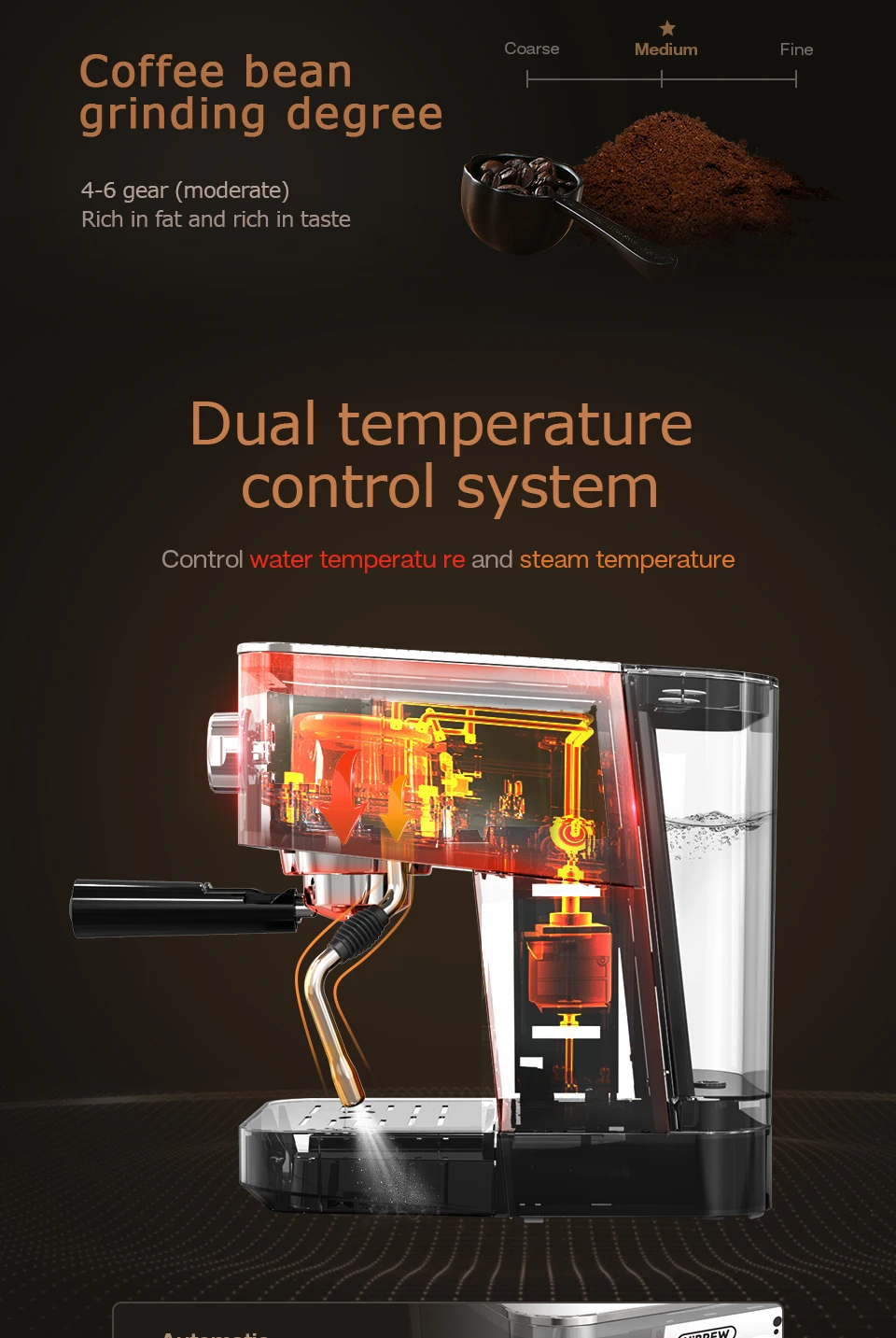 HiBREW 20Bar espresso coffee machine inox case semi automatic ESE pod&Ground Coffee espresso maker, cappuccino H10 HiBREW 20Bar espresso coffee machine inox case semi automatic ESE pod&Ground Coffee espresso maker, cappuccino H10