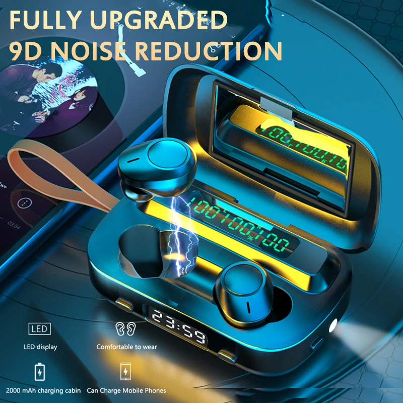 TWS Bluetooth 5.1 Earphone Touch Wireless Headphone Stereo Sports Headphones Mini Earbuds With 2000mAh Flashlight Clock Mirror
TWS Bluetooth 5.1 Earphone Touch Wireless Headphone Stereo Sports Headphones Mini Earbuds With 2000mAh Flashlight Clock Mirror