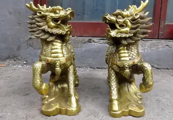Copper Satue 12" China brass lucky bottle gourd Foo Dogs lion kylin a pair Sculpture Statues
Copper Satue 12" China brass lucky bottle gourd Foo Dogs lion kylin a pair Sculpture Statues