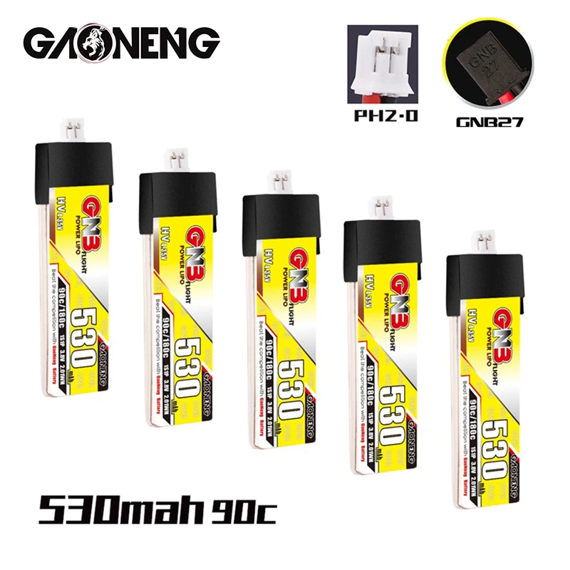 5 шт./компл. Gaoneng GNB MAX 180C 1S 3,8 V HV LiPo аккумулятор 530mAh PH2.0/GNB27 разъем для радиоуправляемого квадрокоптера самолета FPV гоночного дрона запчасти
5 шт./компл. Gaoneng GNB MAX 180C 1S 3,8 V HV LiPo аккумулятор 530mAh PH2.0/GNB27 разъем для радиоуправляемого квадрокоптера самолета FPV гоночного дрона запчасти