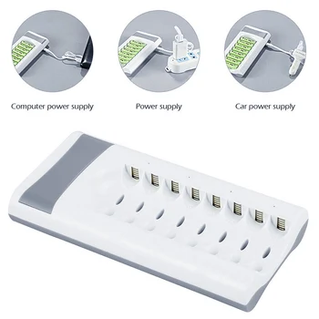 

Battery Charger Rechargeable 8 Slot Fast Charging Safe Portable Intelligent Widely Compatible VDX99