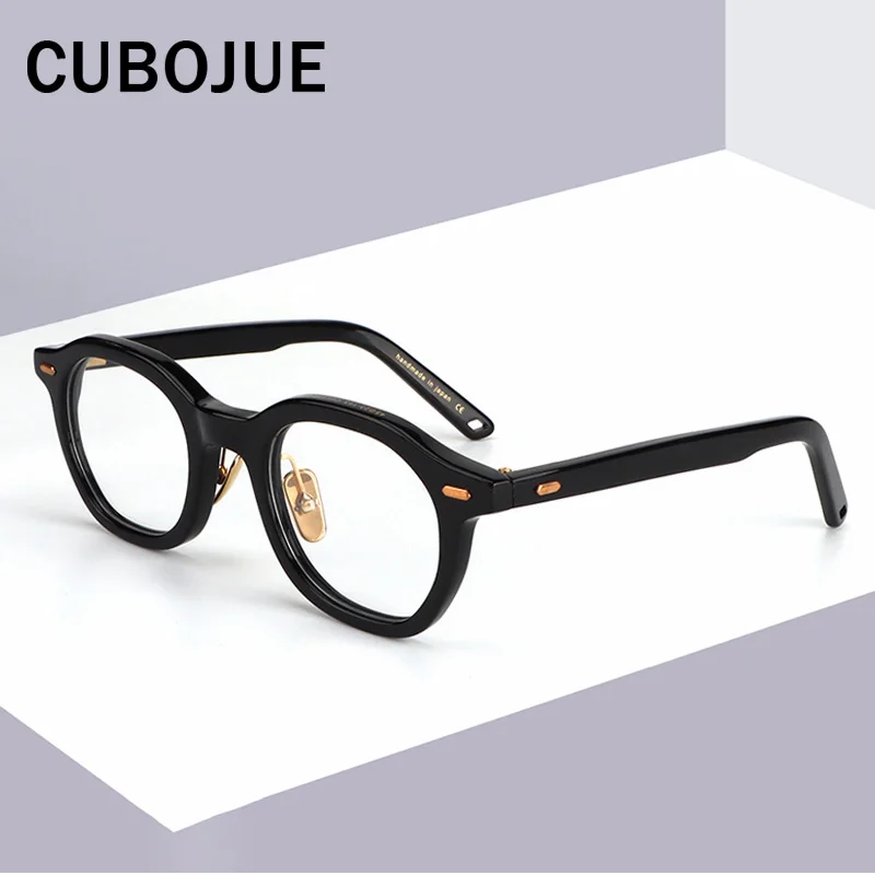 

Cubojue Eye Glasses Frame Men Women Acetate Thick Eyeglasses Man Optic Prescription Spectacles Tortoise Quality Brand Male