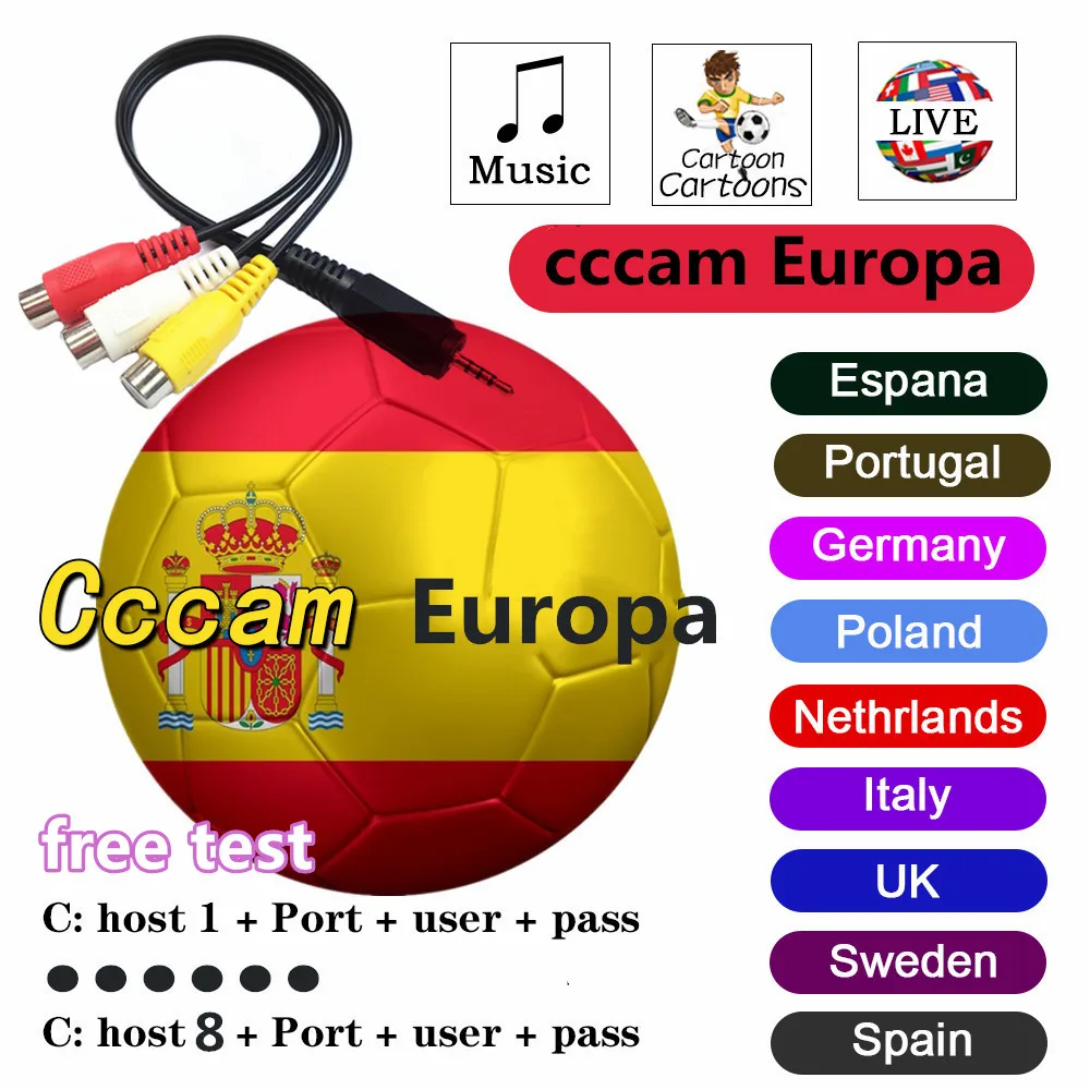 Cccam Europe Spain Portugal Poland Server Germany Ccams Sky Stable 8lineas ccams for Satellite Receiver DVB-S2 no app include
Cccam Europe Spain Portugal Poland Server Germany Ccams Sky Stable 8lineas ccams for Satellite Receiver DVB-S2 no app include
