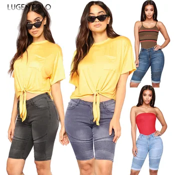 Lugentolo Women Jeans Summer Knee Length Locomotive Elastic Solid Color Button Mid Pockets Washed Slim Jeans
Lugentolo Women Jeans Summer Knee Length Locomotive Elastic Solid Color Button Mid Pockets Washed Slim Jeans
