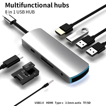 Type-C Docking Station USB-C HUB To USB3.0 HDMI PD Charging 3.5mm Audio SD/TF Reader For Laptop Macbook Phone
Type-C Docking Station USB-C HUB To USB3.0 HDMI PD Charging 3.5mm Audio SD/TF Reader For Laptop Macbook Phone