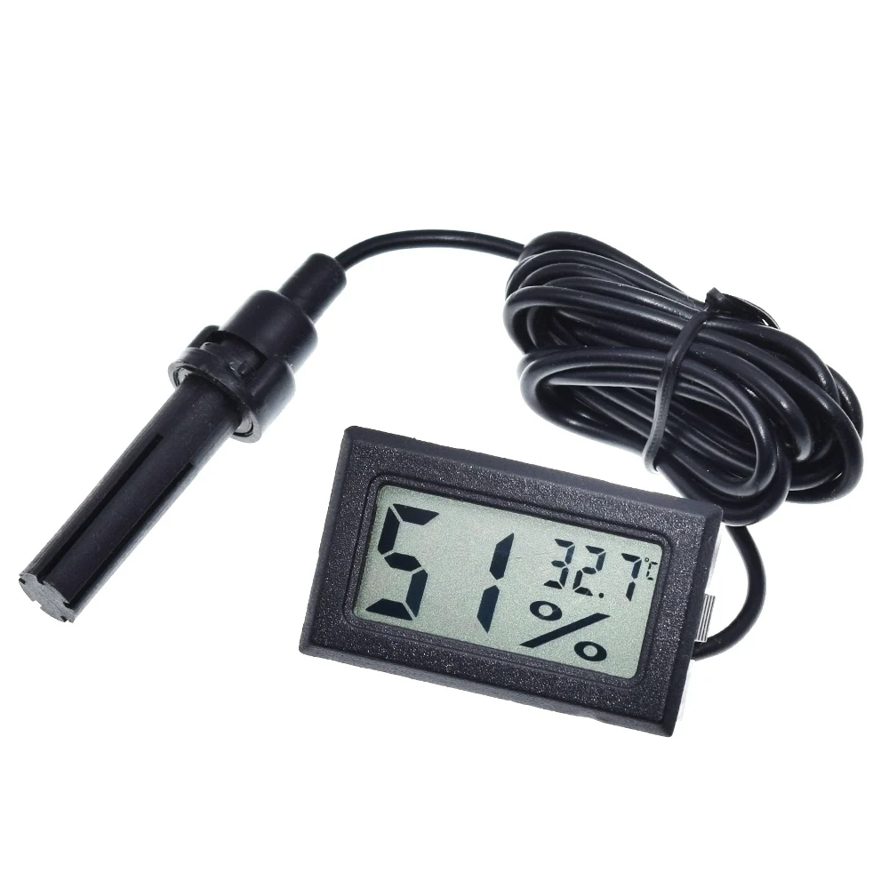 Professional Mini Probe Digital LCD Thermometer Hygrometer Humidity Temperature Meter Indoor Digital LCD Display White Black