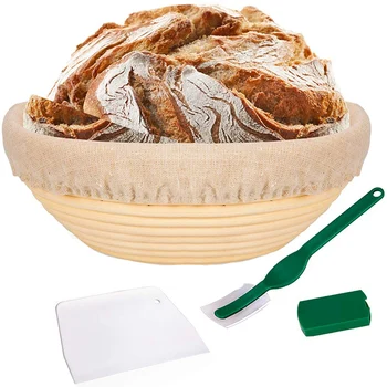 10 Inch Bread Proofing Basket - Banneton Proofing Basket + Cloth Liner + Dough Scraper + Bread Lame - Sourdough Basket Set For P
10 Inch Bread Proofing Basket - Banneton Proofing Basket + Cloth Liner + Dough Scraper + Bread Lame - Sourdough Basket Set For P