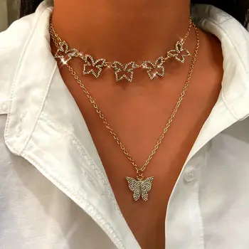 Fashion Shiny Butterfly Crystal Choker Necklace for Women Gold Silver Color Multilayer Butterfly Pendant Necklace 2020 Jewelry
Fashion Shiny Butterfly Crystal Choker Necklace for Women Gold Silver Color Multilayer Butterfly Pendant Necklace 2020 Jewelry